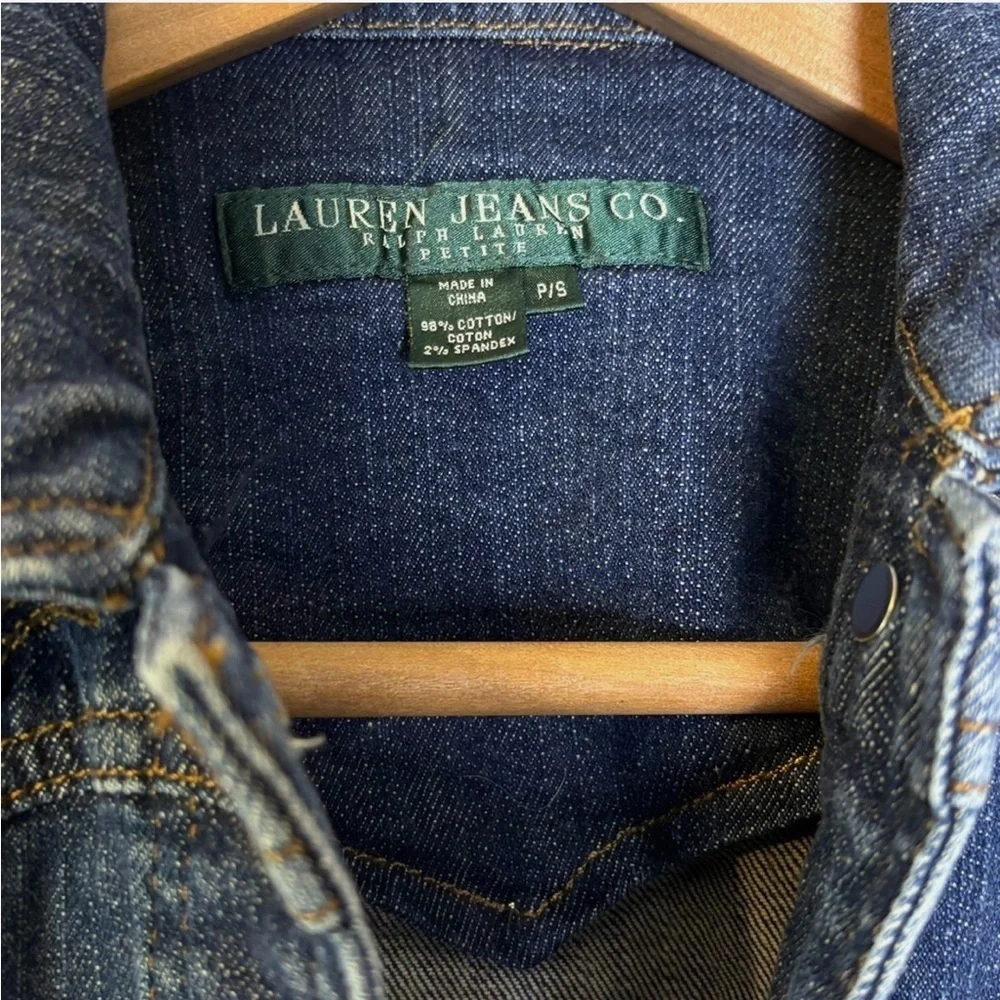 VTG Lauren Jeans Co. Ralph Lauren Jean Jacket Beaded Trucker Boho PS - Picture 7 of 7